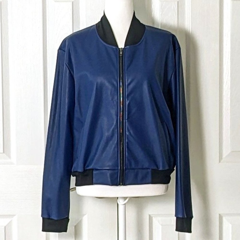 LULAROE Women's Lightweight Moto Bomber Jacket Size M Navy NWOT